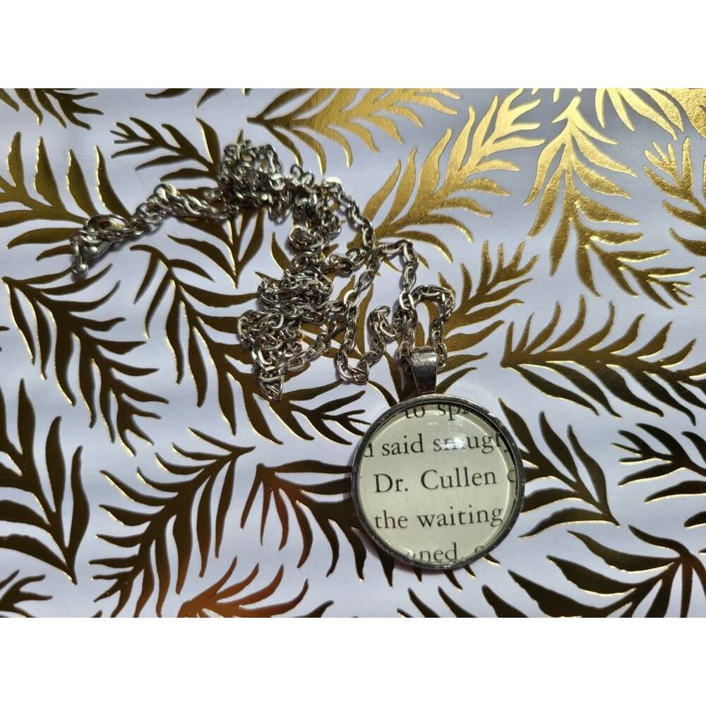 Dr. Cullen pendant necklace made with Twilight book pages